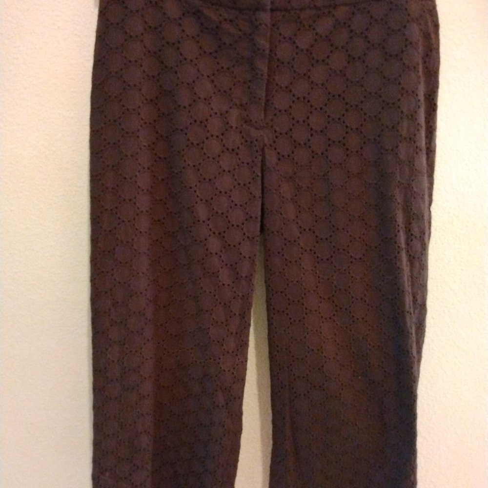 Brown Eyelet Capri Pants  Ann Taylor